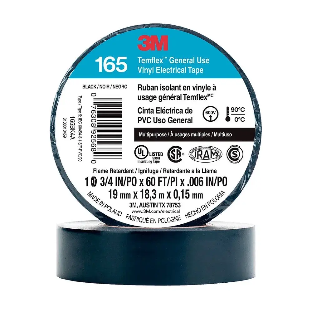 CINTA AISLANTE 165 DE 3/4"X 18MTS 3M NEGRO