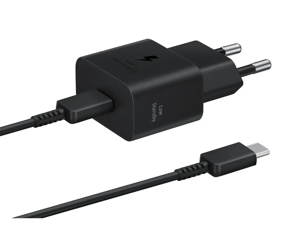 Adaptador de carga rápida USB-C (25W) con cable Black -Samsung
